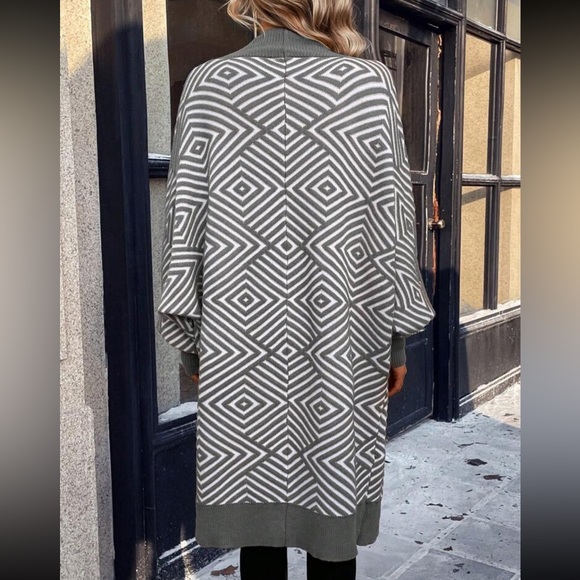 Bohemian Style Knitted Lantern Sleeve Sweater Cardigan main image 1